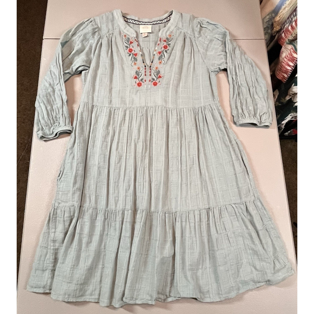 Knox Rose dress embroidered floral neckline Med tiered fairy cottage boho lace - Picture 2 of 13